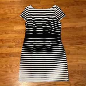 Loft Black & White Striped Dress size 12